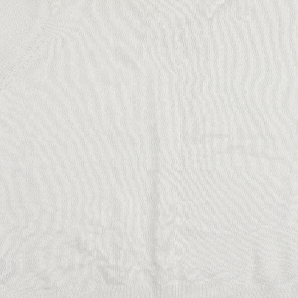 EWM Womens Ivory Round Neck 100% Cotton Pullover Jumper Size M
