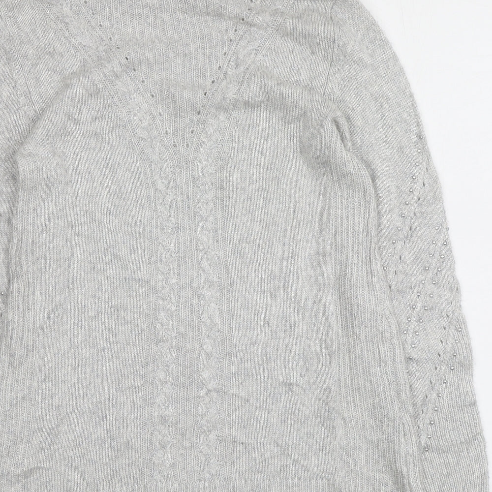 White House Black Market Womens Grey Roll Neck Nylon Pullover Jumper Size S