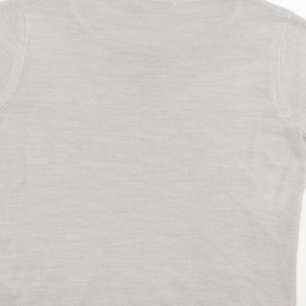 Marks & Spencer Womens Grey Scoop Neck Acrylic Pullover Jumper Size 8