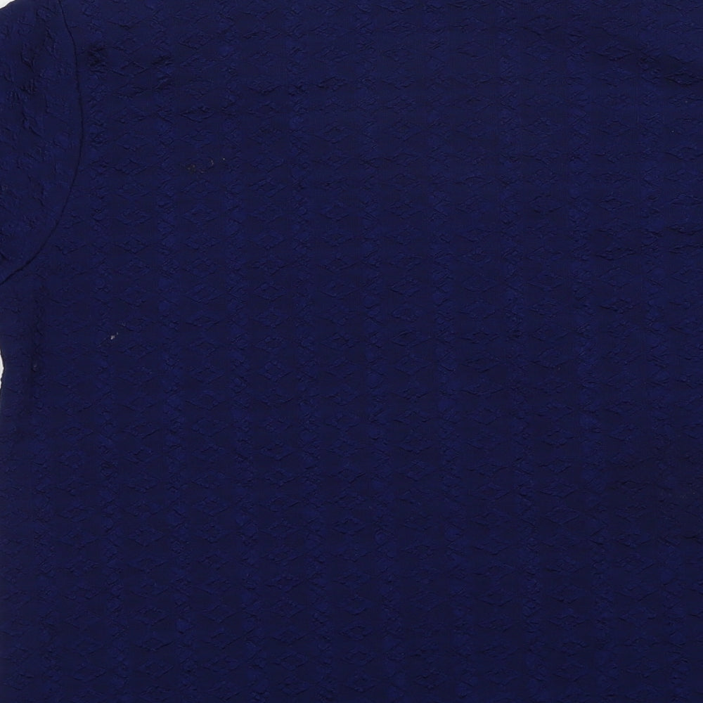 Pure & Natural Womens Blue Polyester Basic Blouse Size M Crew Neck