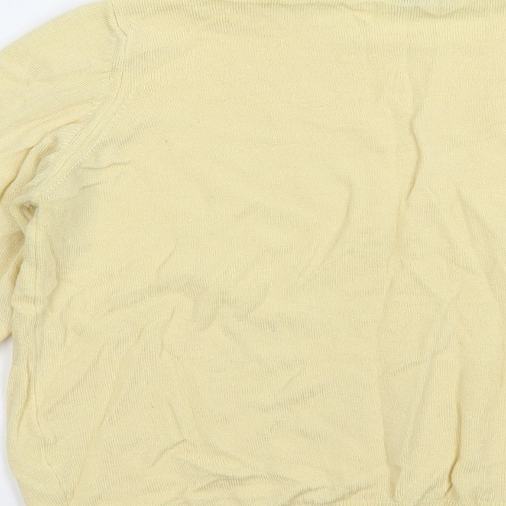 Marks & Spencer Womens Yellow Crew Neck Acrylic Pullover Jumper Size M