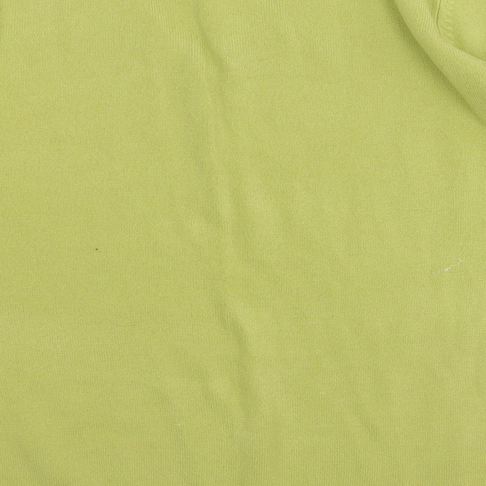 essence Womens Green V-Neck Acrylic Pullover Jumper Size 16