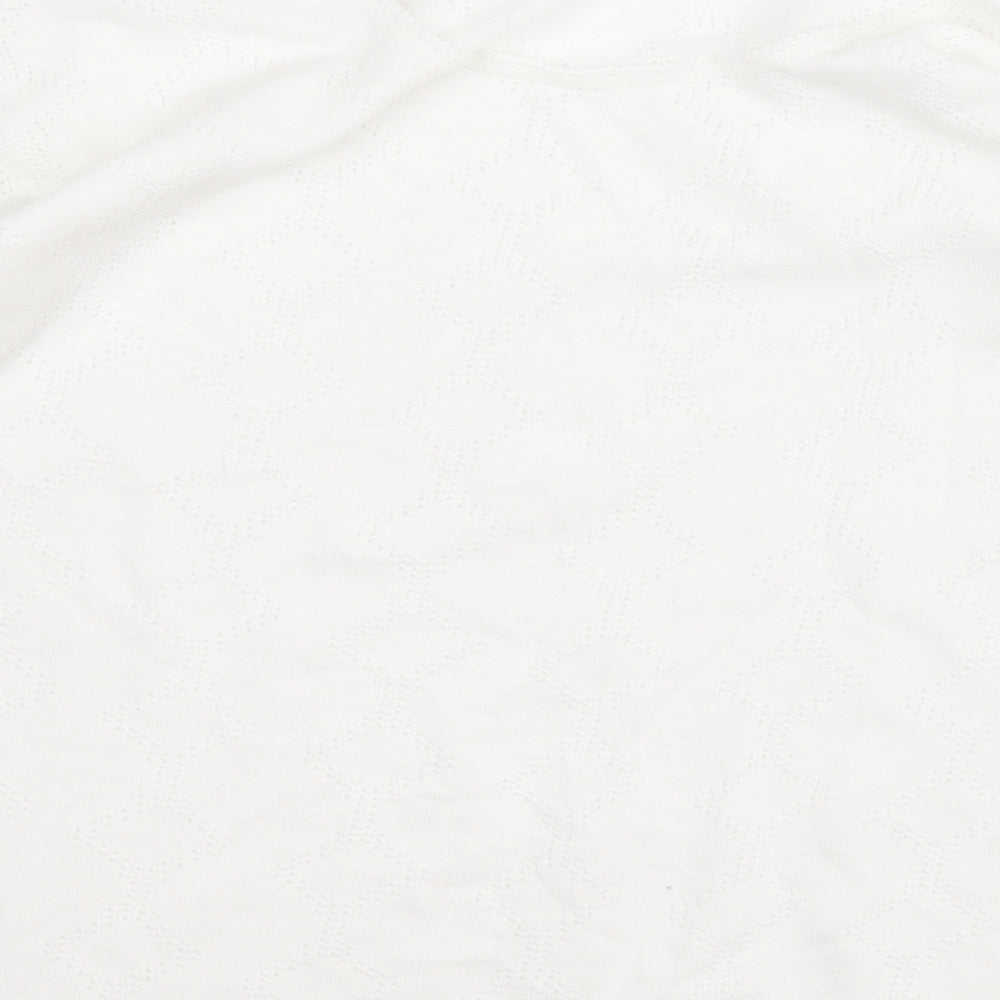 Preworn Womens White Round Neck Geometric Cotton Pullover Jumper Size M