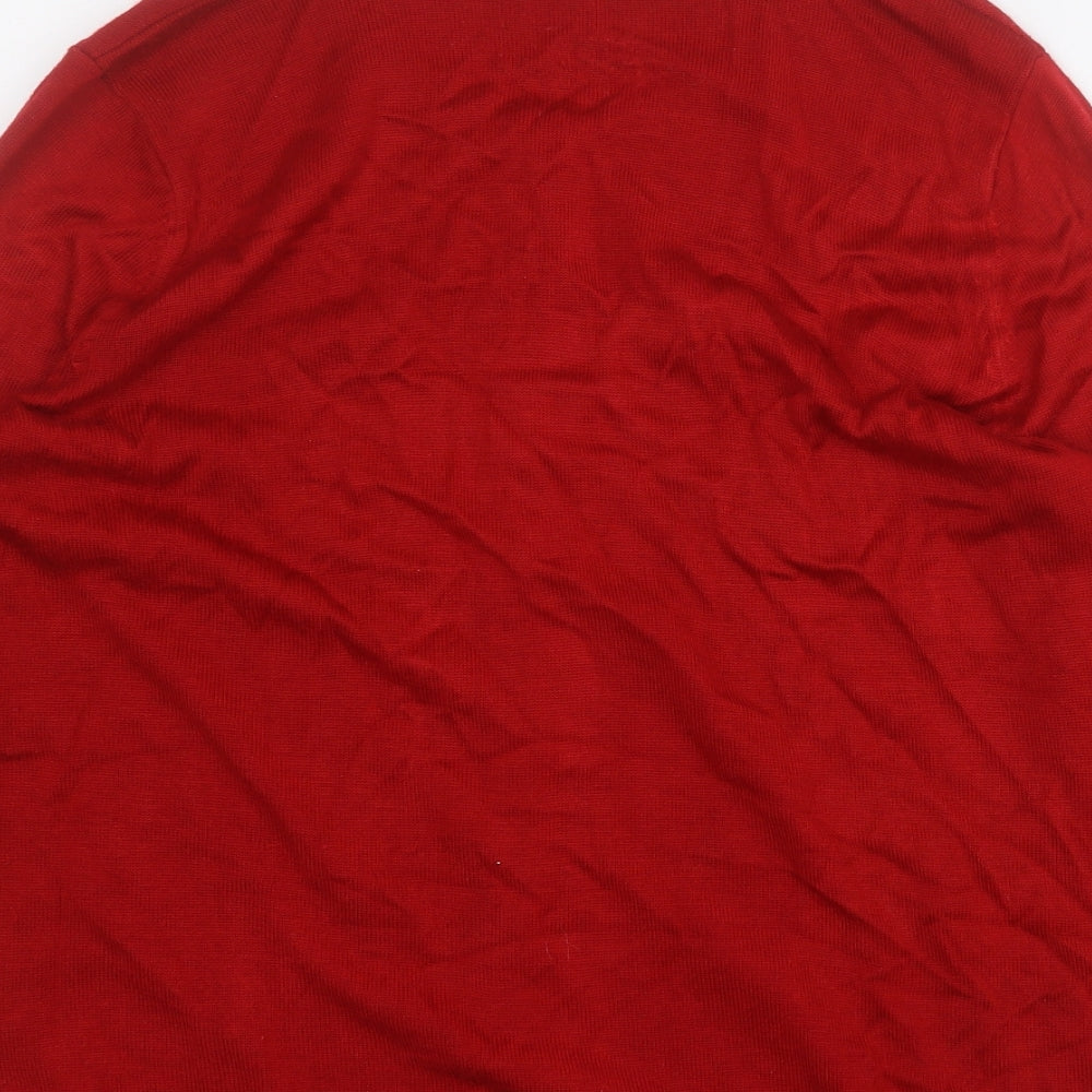 Bonmarché Womens Red Round Neck Geometric Acrylic Pullover Jumper Size M