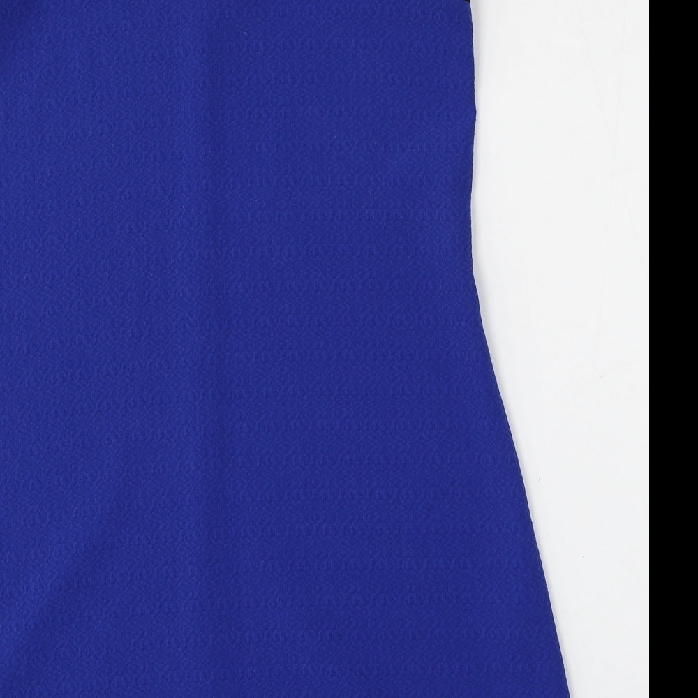 River Island Womens Blue Polyester Shift Size 8 Round Neck