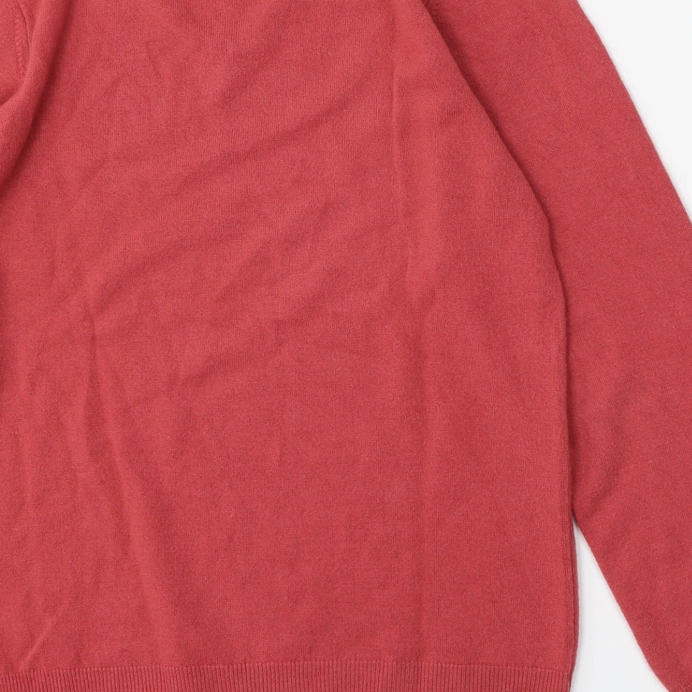 Marks & Spencer Mens Red V-Neck Acrylic Pullover Jumper Size S