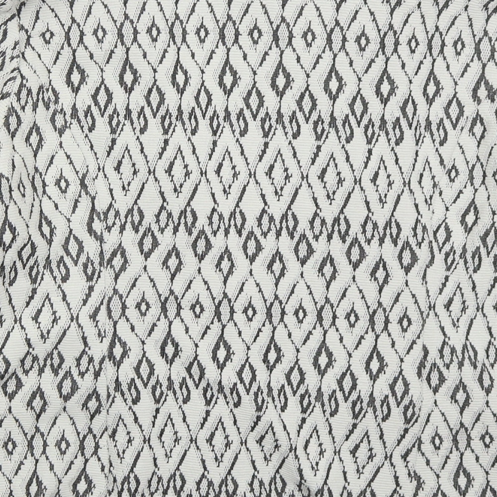 Soon Womens White Geometric Jacket Size 16