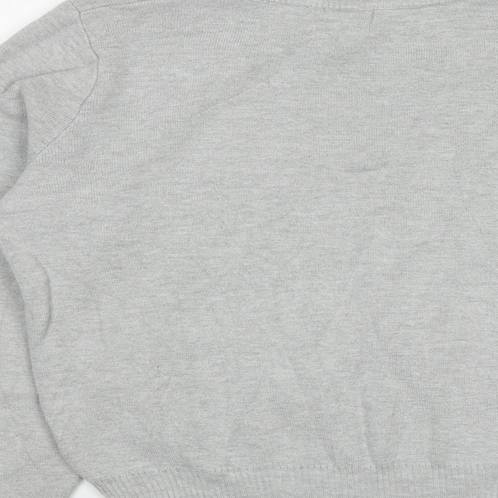 Topshop Womens Grey Round Neck Floral Acrylic Pullover Jumper Size 10