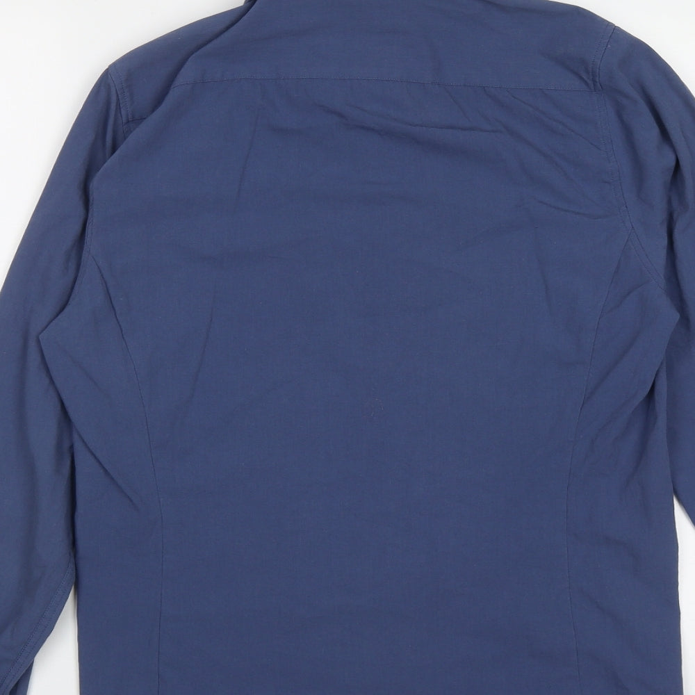 Burton Mens Blue Polyester Button-Up Size M Collared Button