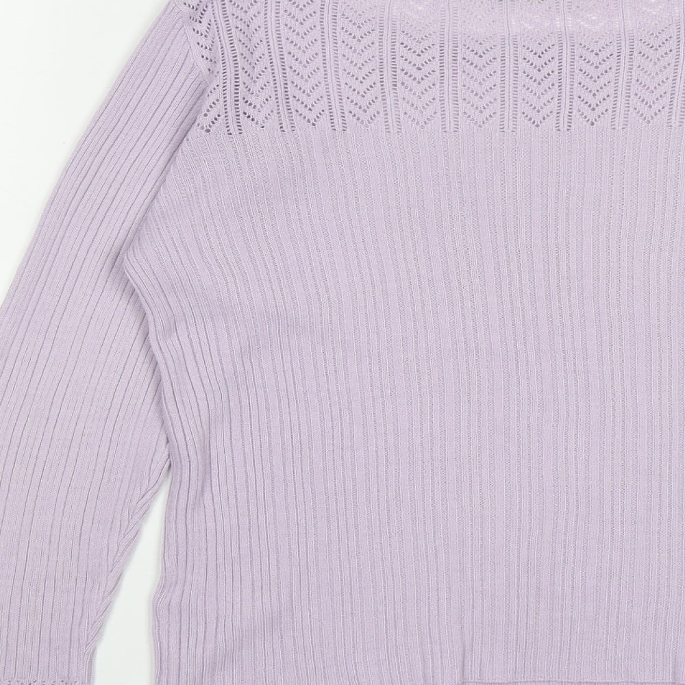 Marks & Spencer Womens Purple Round Neck Acrylic Pullover Jumper Size 14