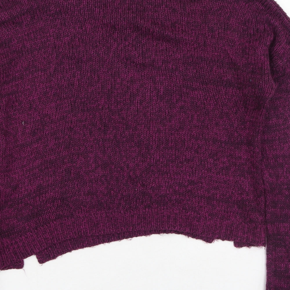 New Look Womens Purple Round Neck Acrylic Pullover Jumper Size 10