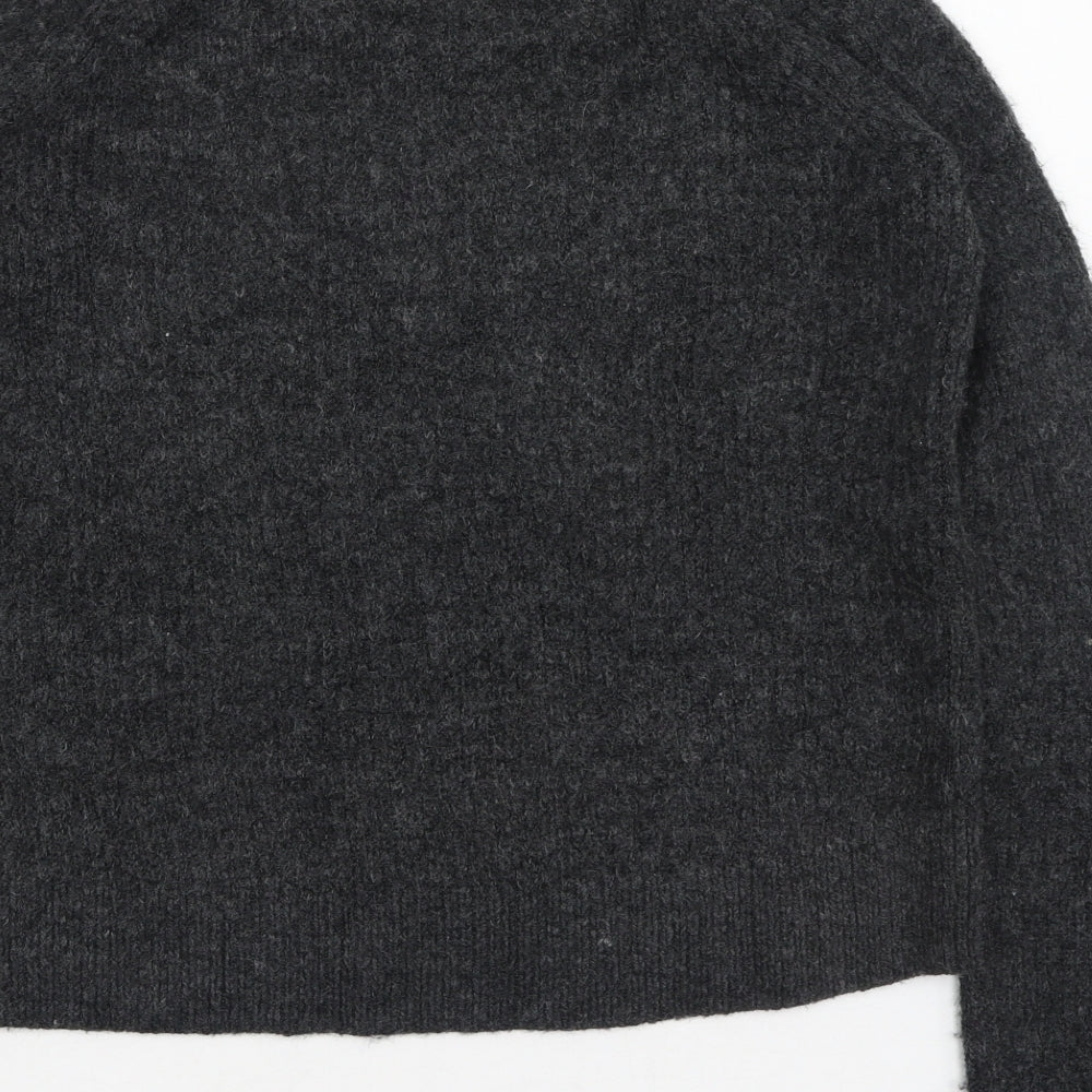 H&M Womens Grey Round Neck Acrylic Pullover Jumper Size XS