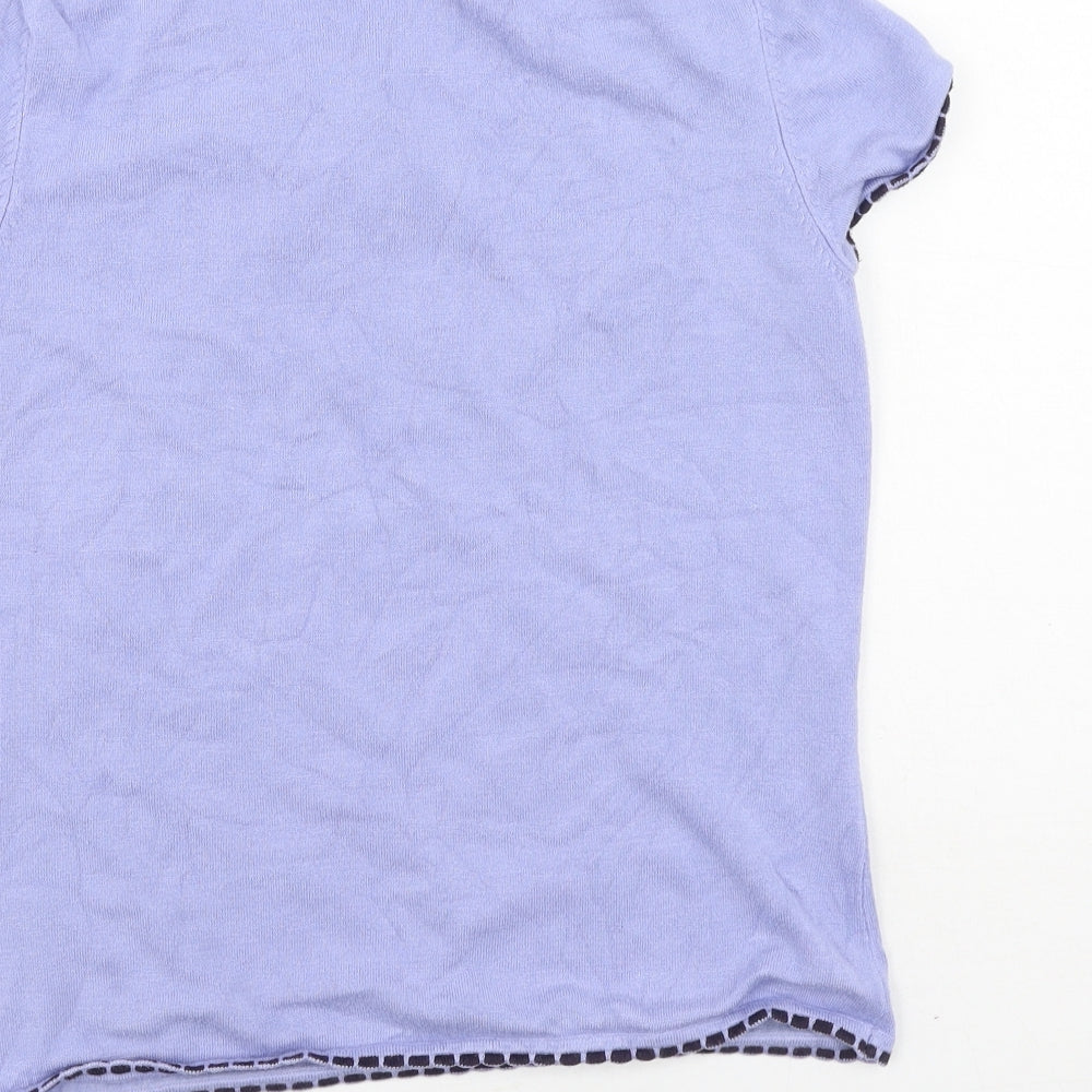 Anne Brooks Womens Purple Viscose Basic T-Shirt Size 12 Round Neck