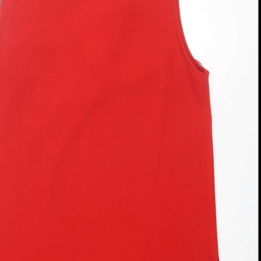 Atmosphere Womens Red Polyester Basic Tank Size 10 V-Neck