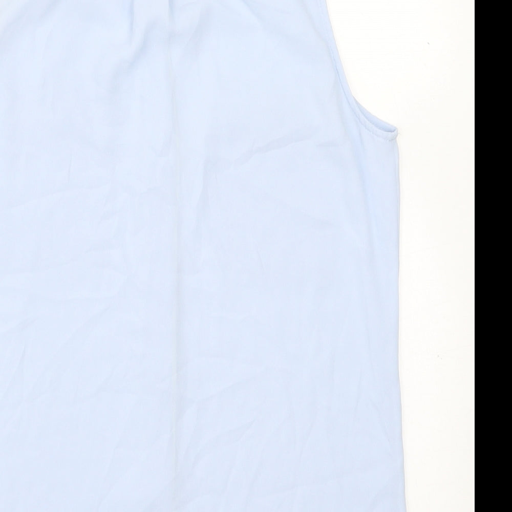 H&M Womens Blue Polyester Basic Button-Up Size 6 V-Neck