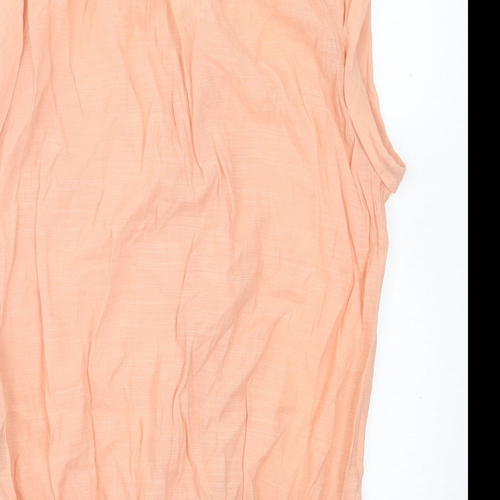 Pearl Womens Pink Cotton Basic Button-Up Size S V-Neck