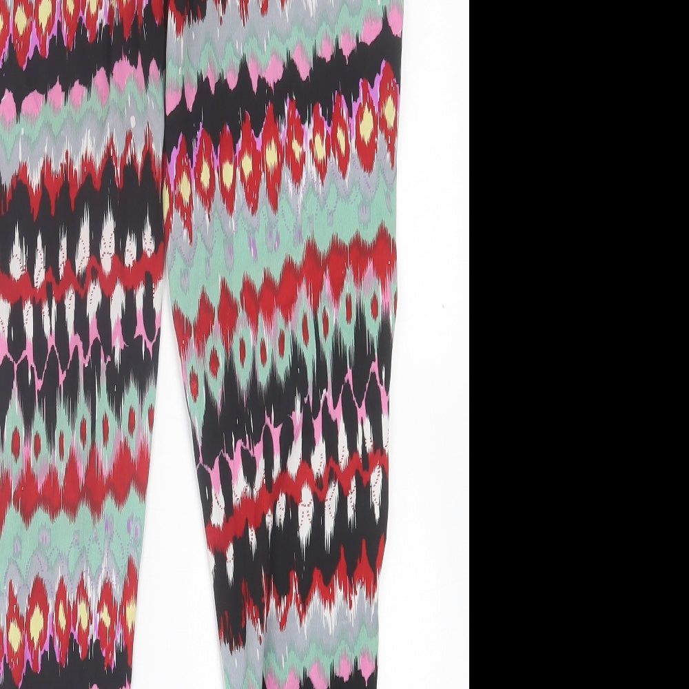 dizzylizzy Womens Multicoloured Geometric Polyester Trousers Size M L29 in Regular