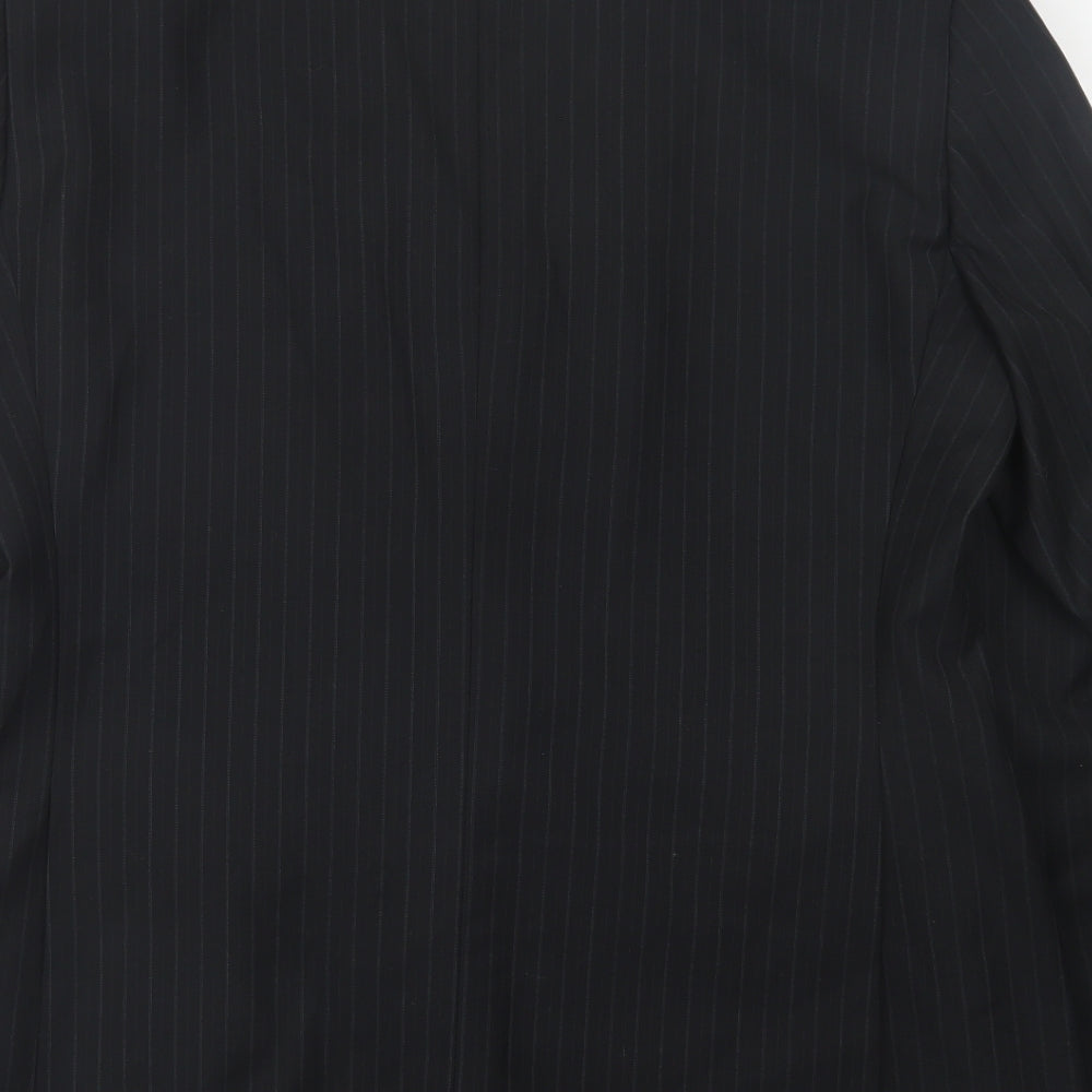 Urbane Mens Black Striped Polyester Jacket Suit Jacket Size 40
