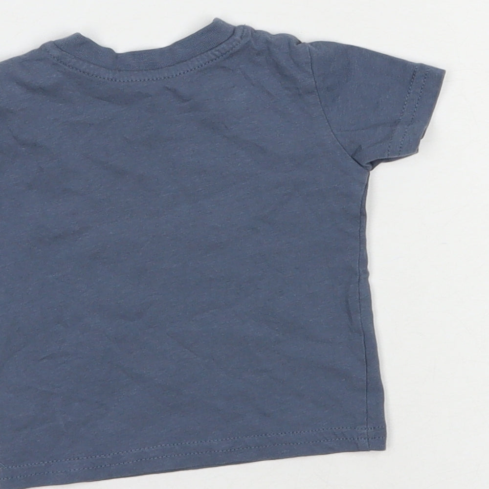 Primark Baby Blue Cotton Basic T-Shirt Size 0-3 Months Crew Neck Snap - Big Deal