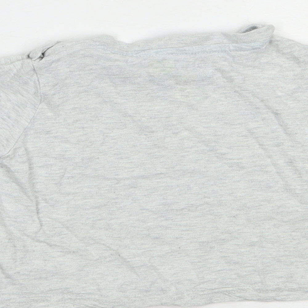 F&F Baby Grey Cotton Basic T-Shirt Size 6-9 Months Crew Neck Snap - Hello