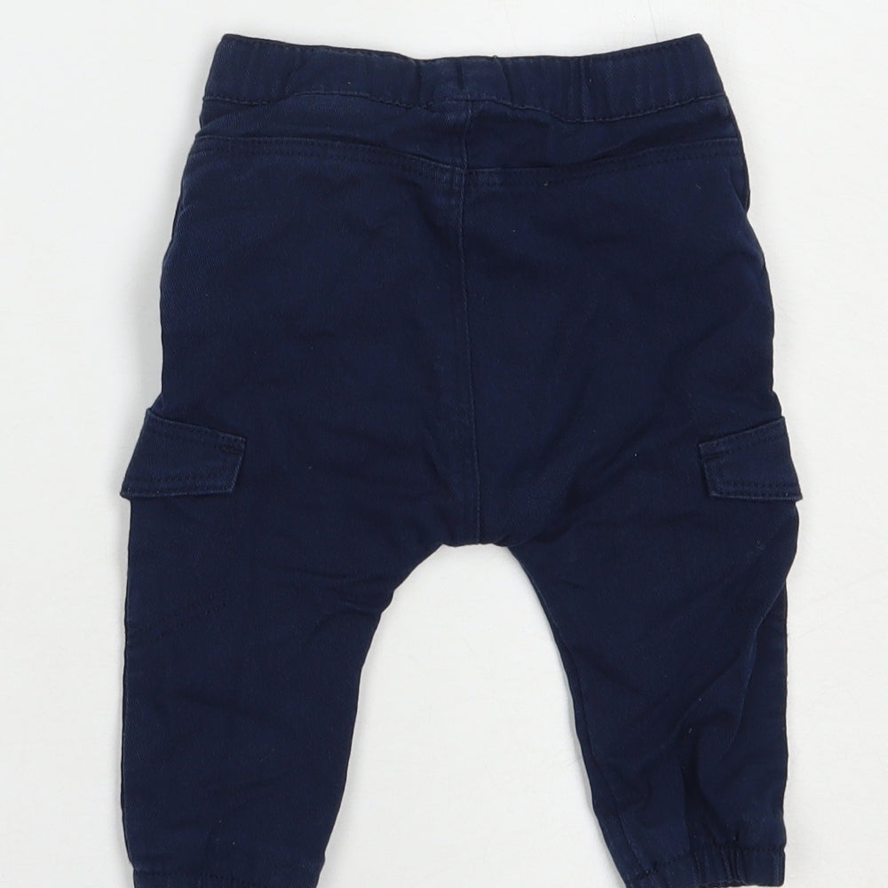 H&M Baby Blue Polyester Cargo Trousers Size 6-9 Months Drawstring
