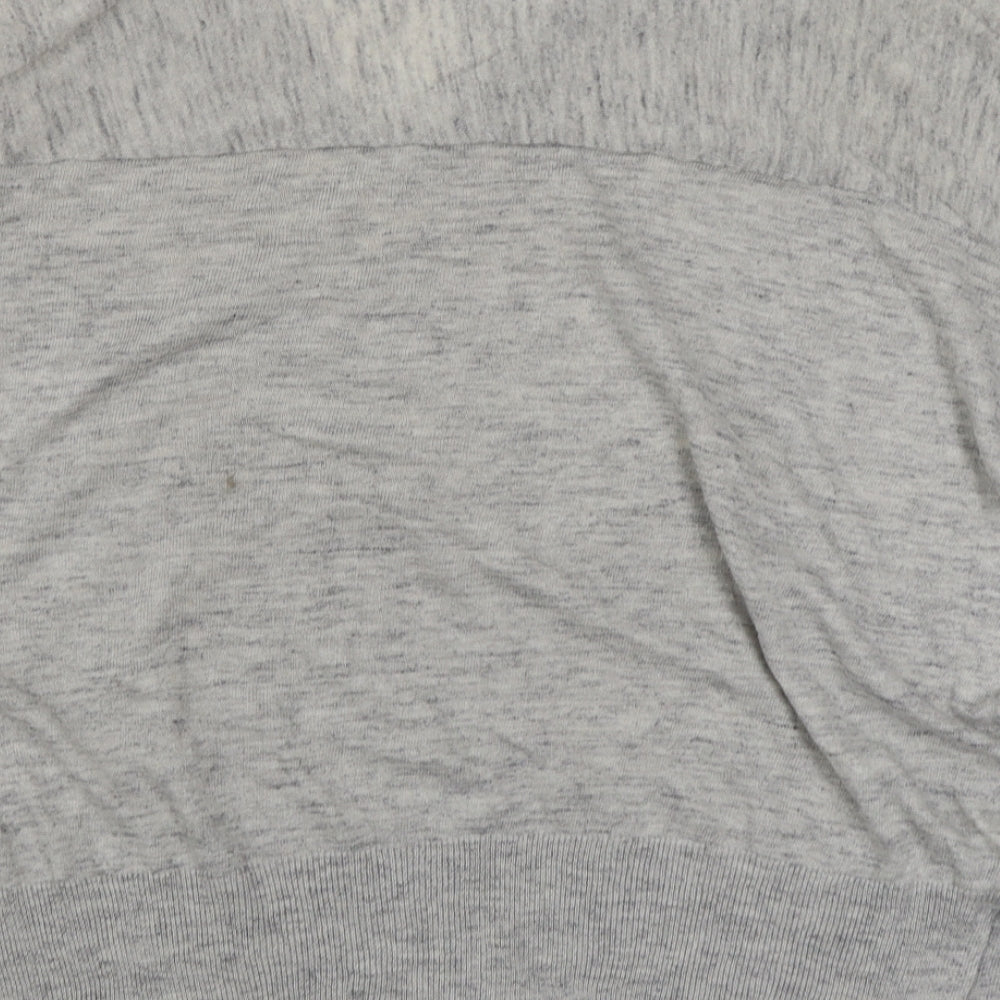 Mango Womens Grey V-Neck Acrylic Pullover Jumper Size S