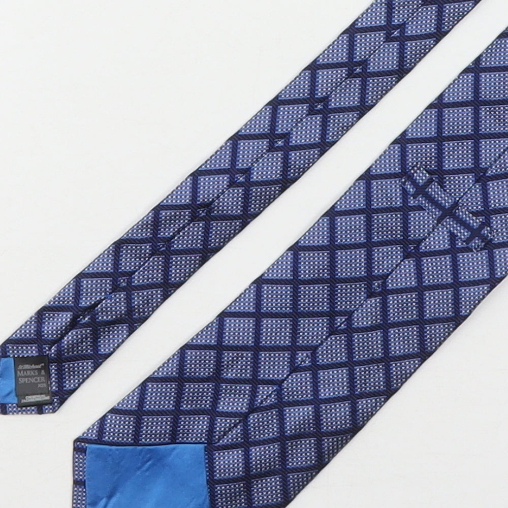 Marks & Spencer Mens Multicoloured Plaids & Checks Silk Pointed Tie One Size