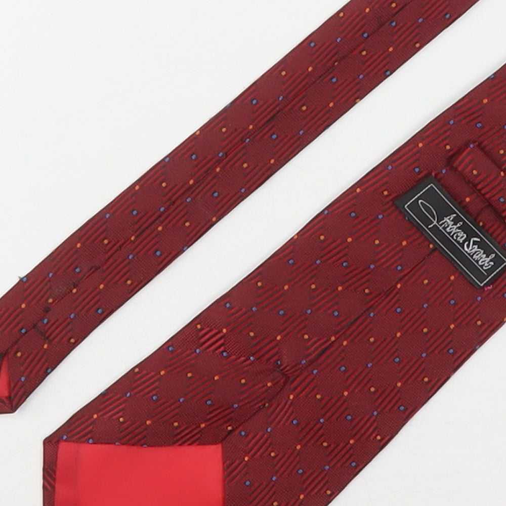 Andrea Sorando Mens Red Geometric Polyester Pointed Tie One Size