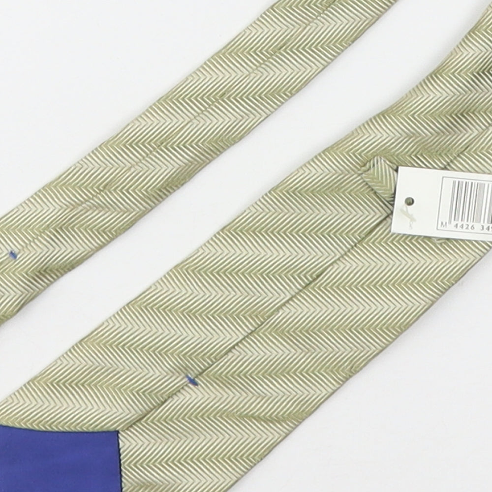 Marks & Spencer Mens Green Striped Silk Pointed Tie One Size