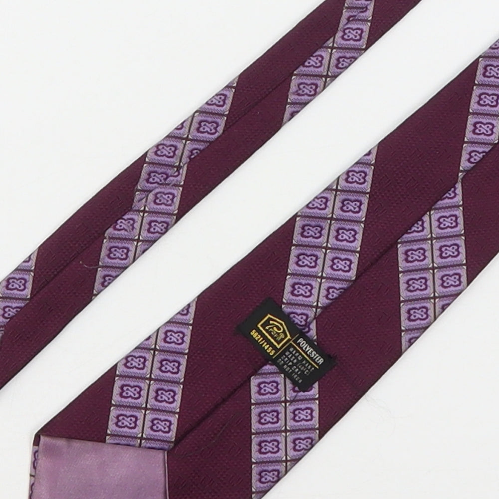 Prova Mens Purple Geometric Polyester Pointed Tie One Size