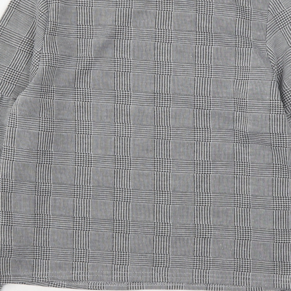 New Look Womens Multicoloured Houndstooth Polyester Basic T-Shirt Size 6 Round Neck - Bishop Sleeve