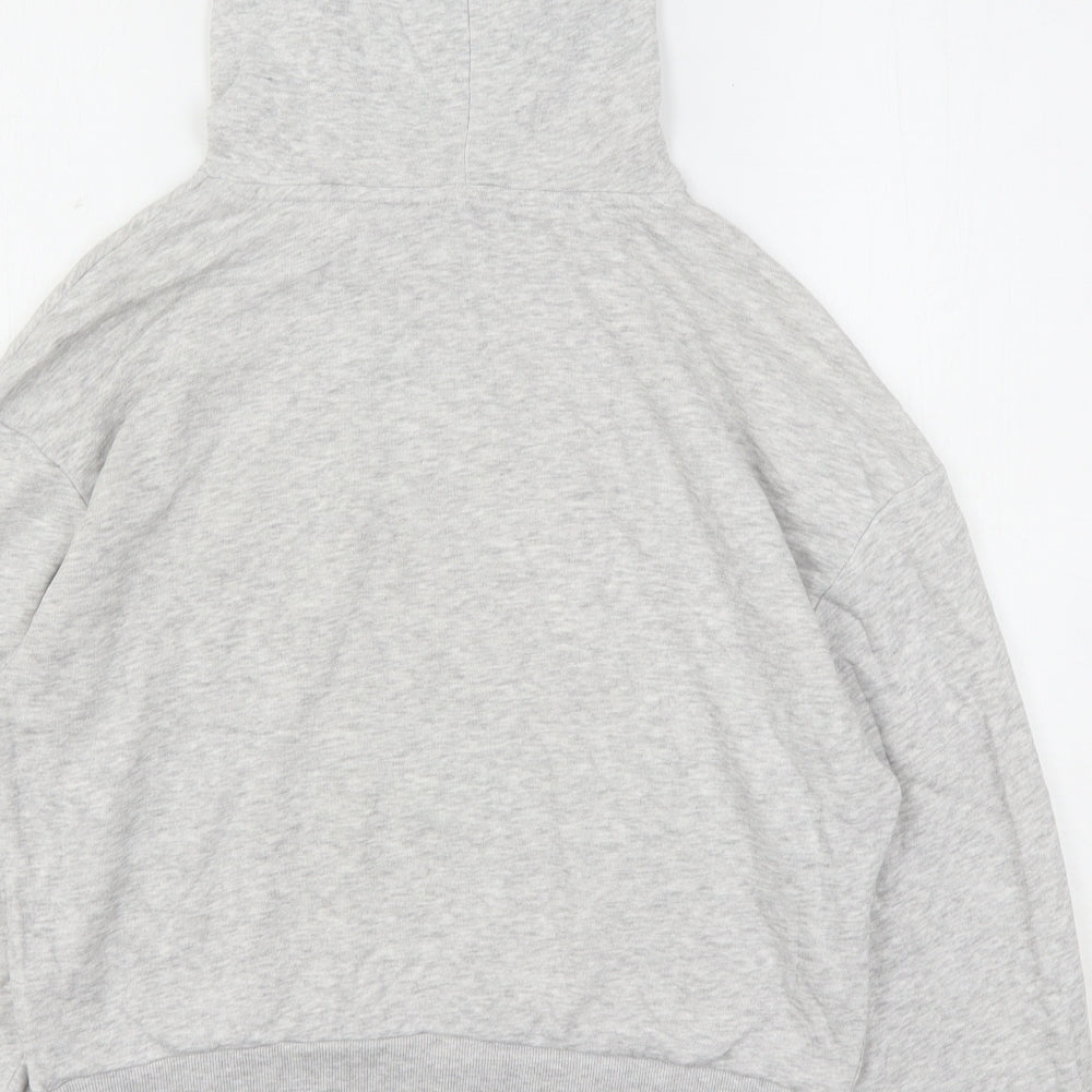 H&M Womens Grey Cotton Pullover Hoodie Size M - Cropped