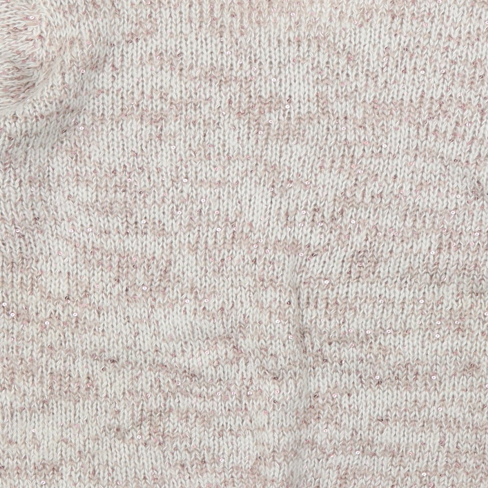 Debenhams Womens Beige Round Neck Acrylic Pullover Jumper Size 14