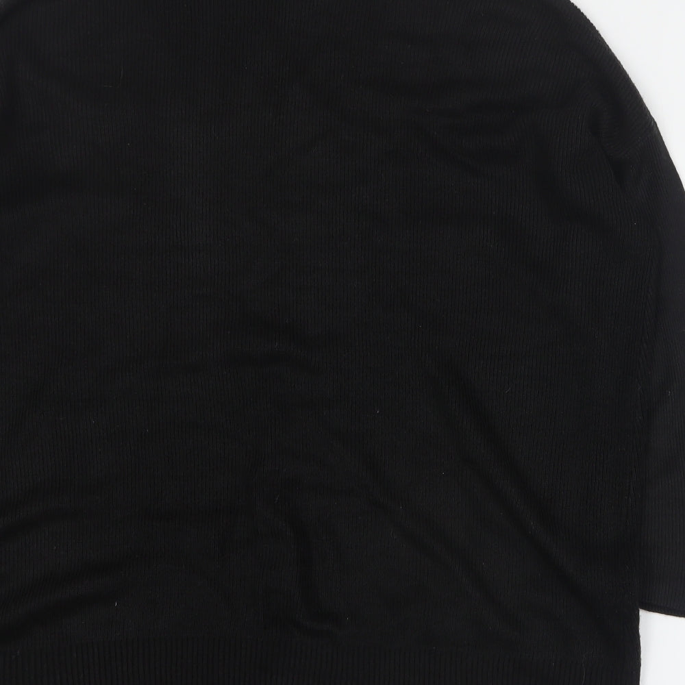 TU Womens Black V-Neck Acrylic Pullover Jumper Size 14