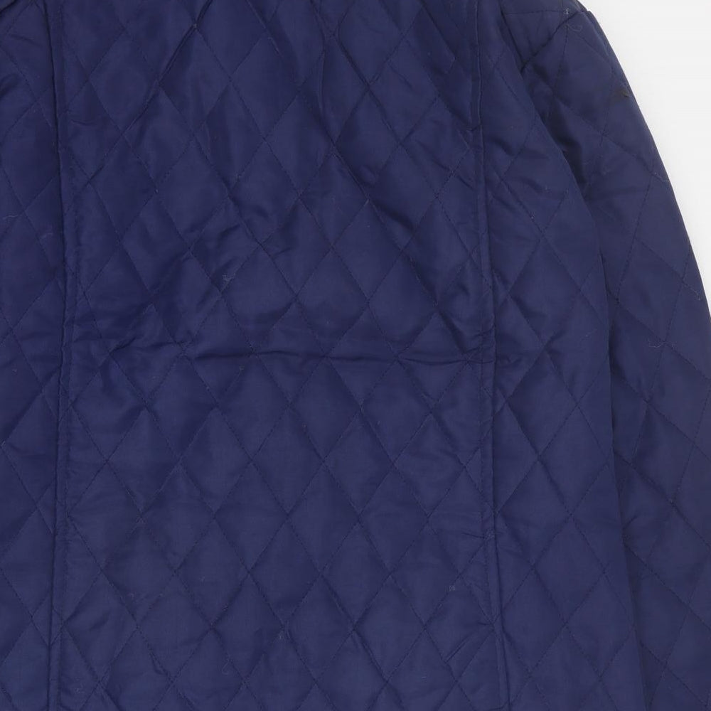 Influence Womens Blue Quilted Coat Size 10 Snap