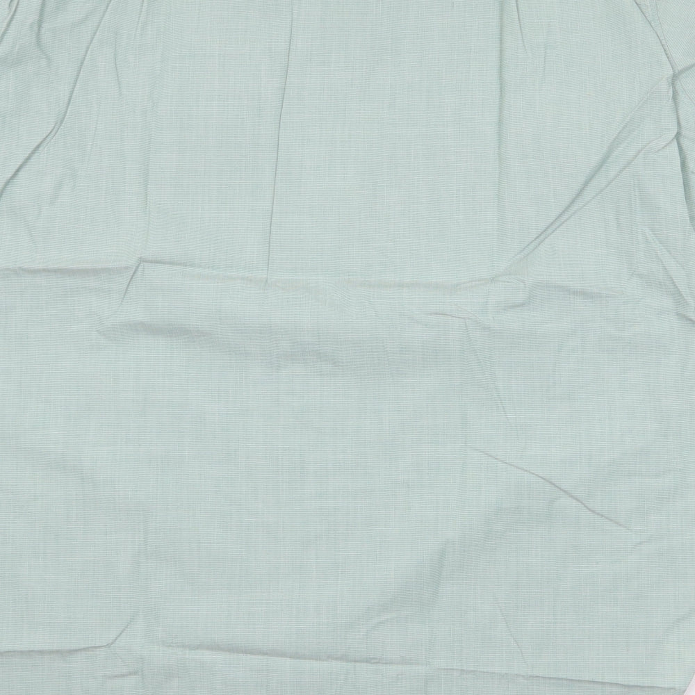 Mark Caine Mens Green Polyester Button-Up Size 15.5 Collared Button