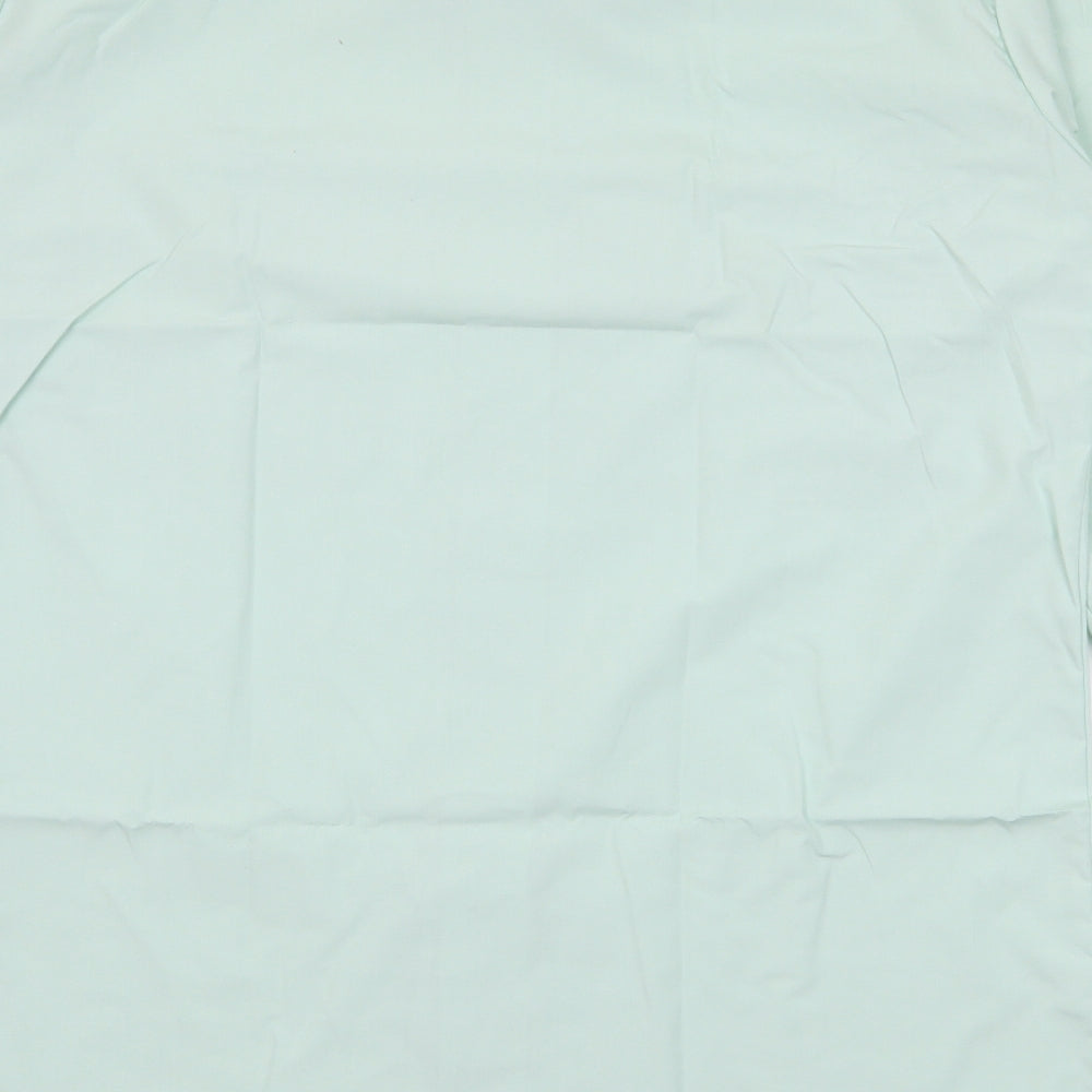 Preworn Mens Green Polyester Button-Up Size 16 Collared Button