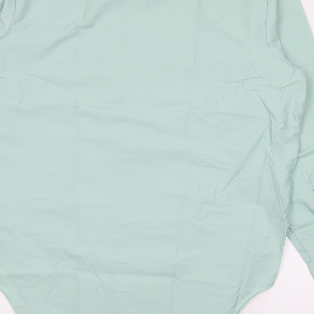 Novus Mens Green Polyester Button-Up Size 16 Collared Button