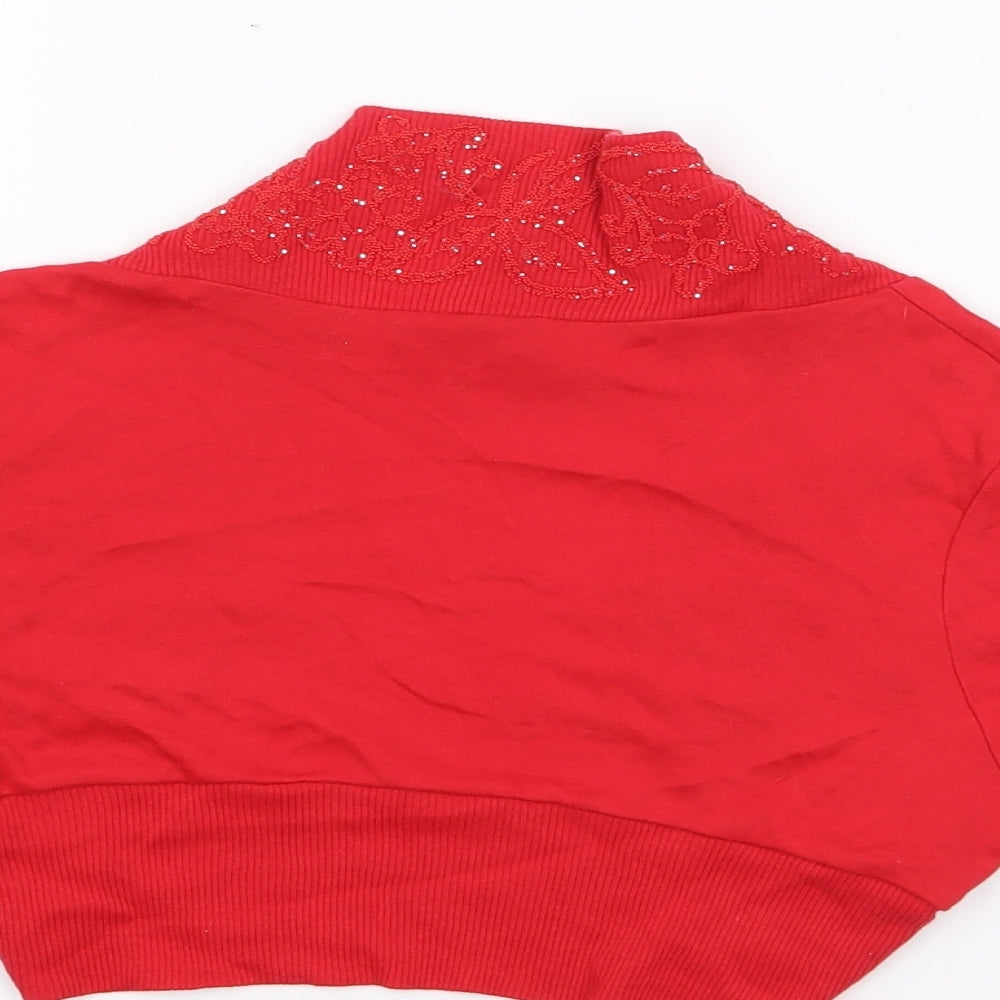 Wearall.com Womens Red V-Neck Cotton Shrug Jumper Size XS