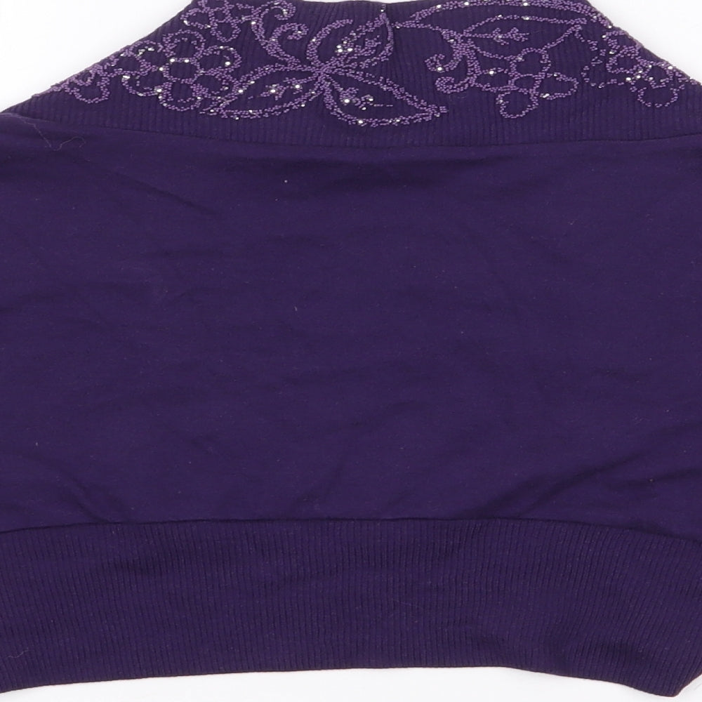 Style Womens Purple V-Neck Cotton Shrug Jumper Size XS