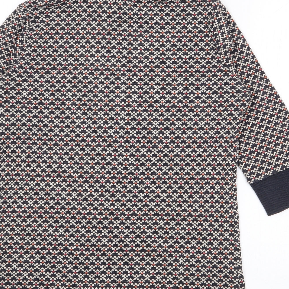 NEXT Womens Multicoloured High Neck Geometric Cotton Pullover Jumper Size 10