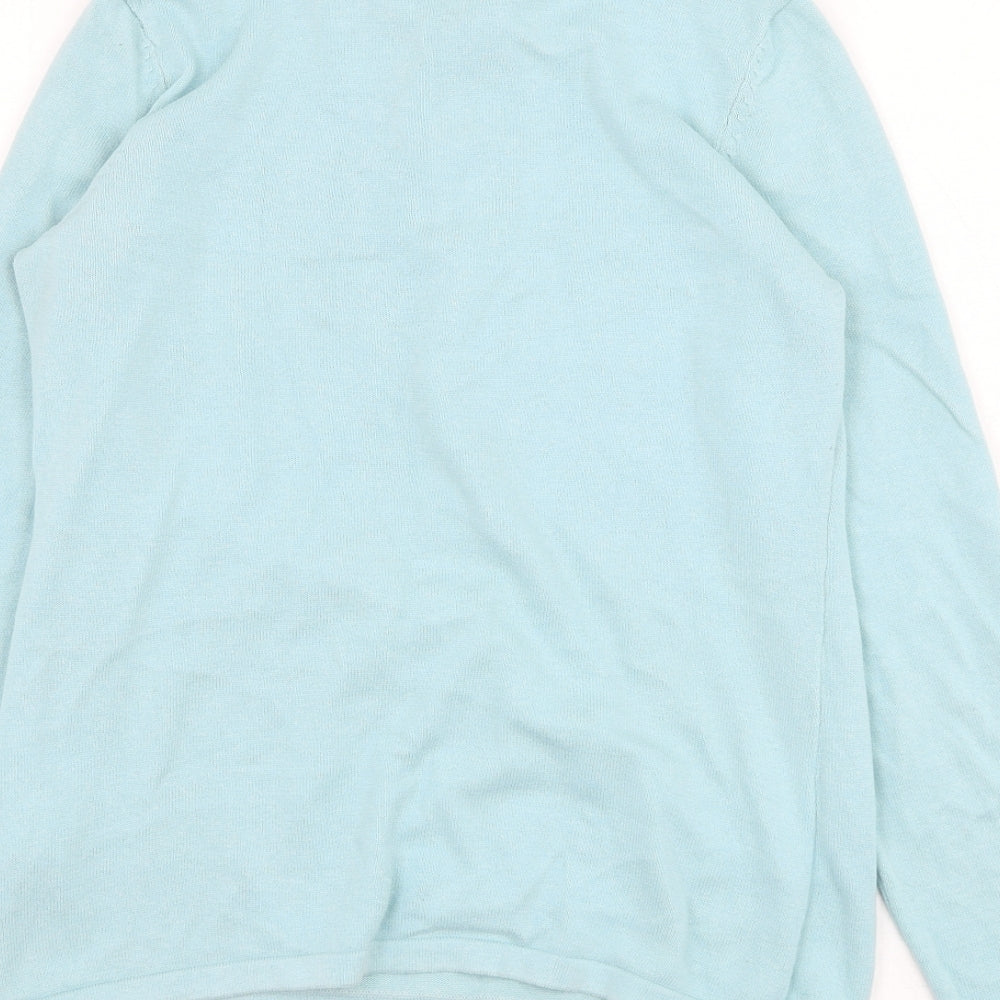 B.C. Womens Blue Collared Cotton Pullover Jumper Size 12