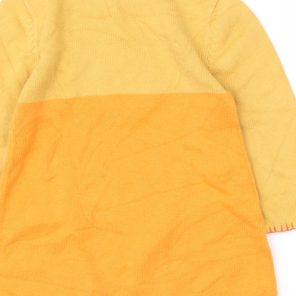 Preworn Girls Yellow Round Neck Cotton Pullover Jumper Size 4 Years