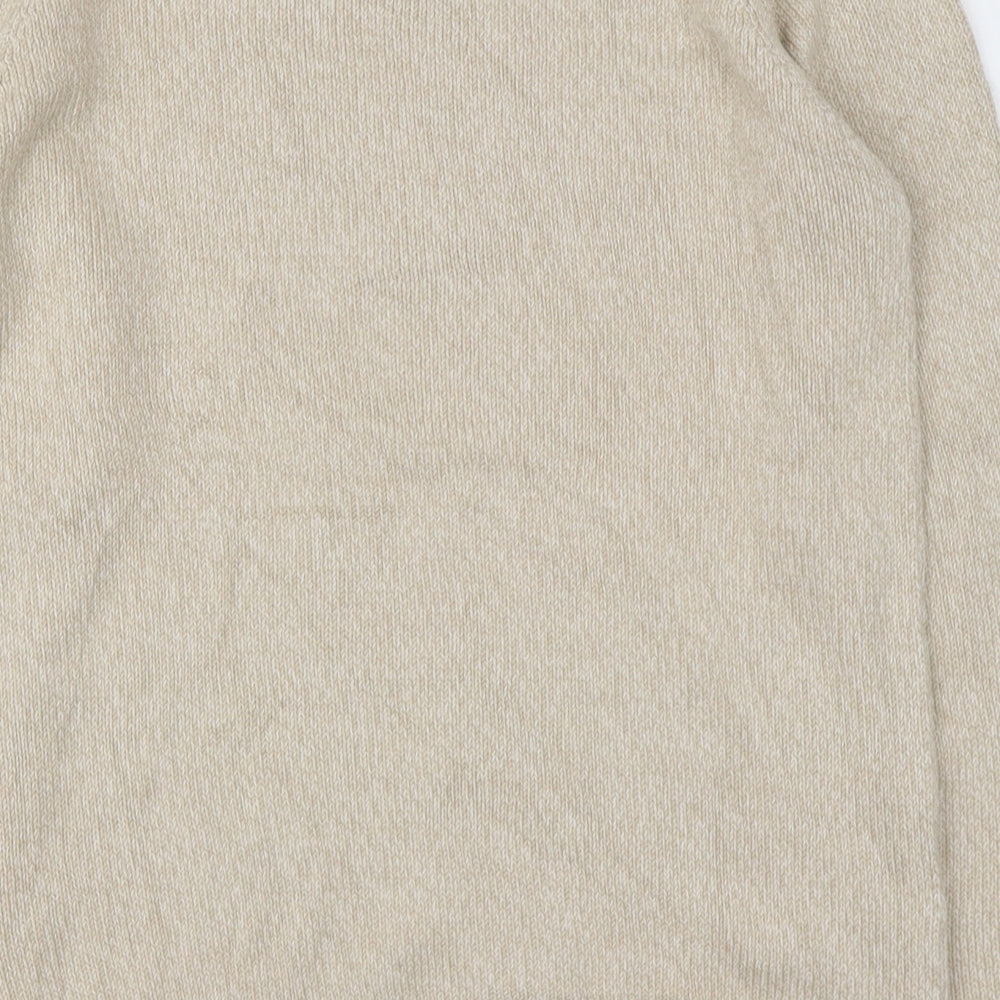 JOIE DE VIURE Womens Beige Round Neck Cotton Blend Pullover Jumper Size 10