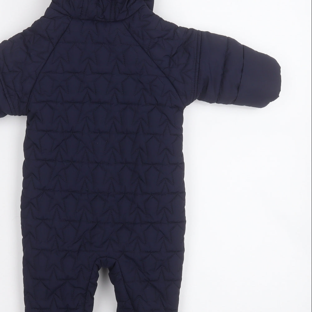 Marks & Spencer Girls Blue Polyester Coverall One-Piece Size 3-6 Months Button