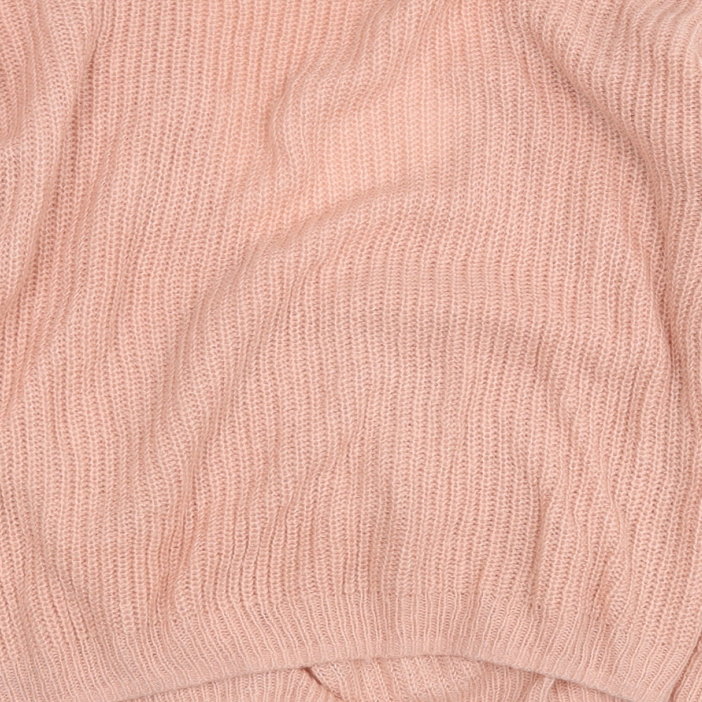 Divided Womens Pink V-Neck Acrylic Pullover Jumper Size L