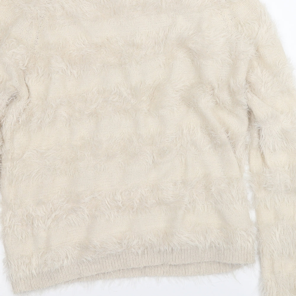 Only Womens Beige Round Neck Nylon Pullover Jumper Size XS