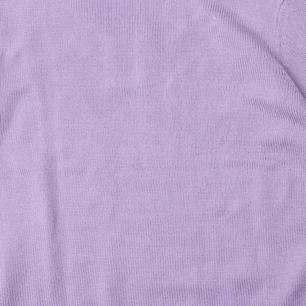 Preworn Womens Purple V-Neck Polyacrylate Fibre Pullover Jumper Size 14