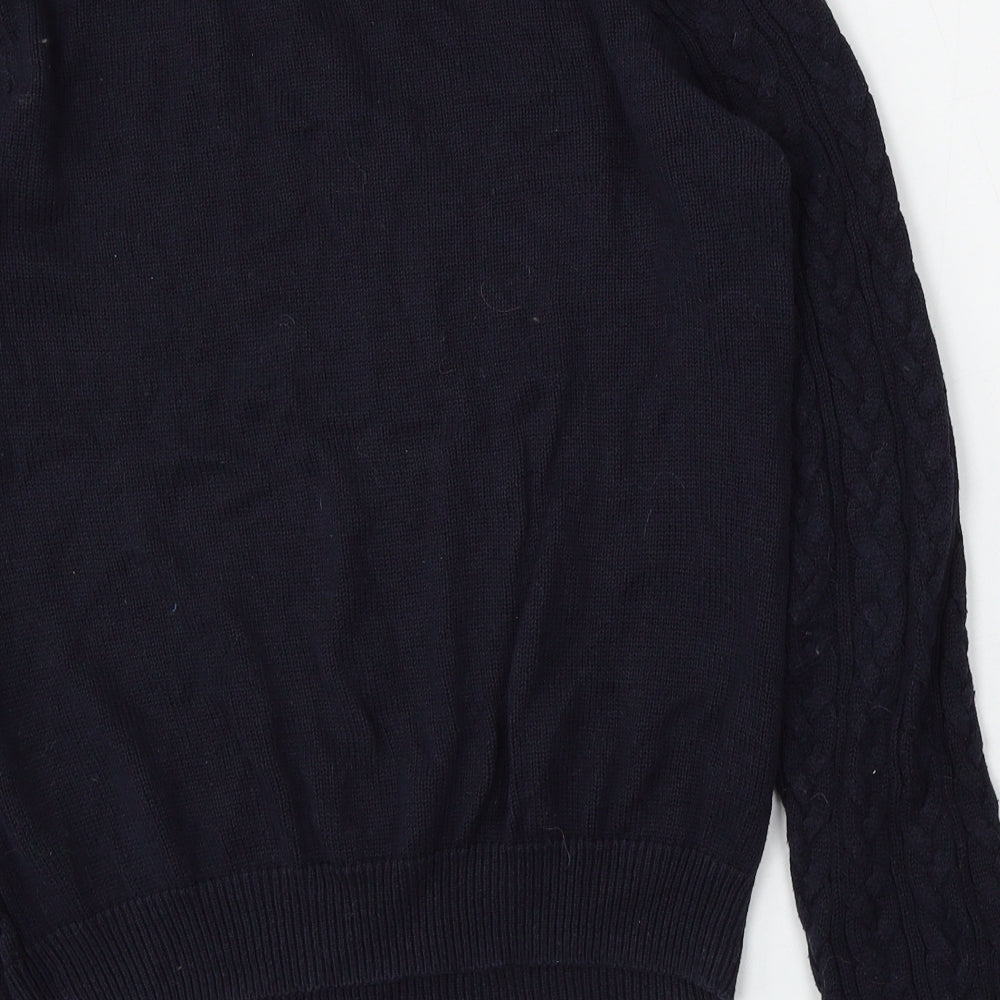 H&M Womens Blue Round Neck Cotton Pullover Jumper Size M