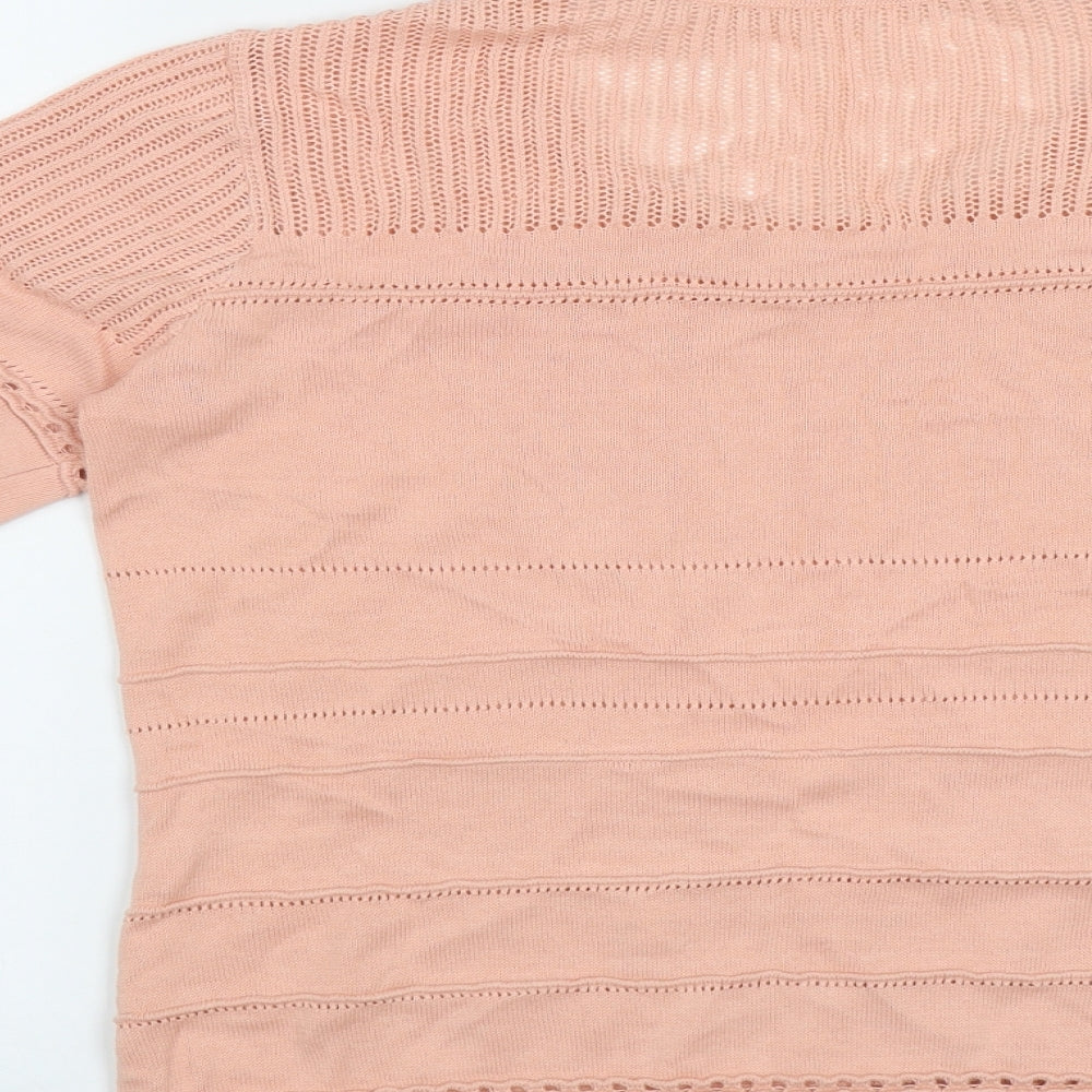 Preworn Womens Pink Geometric Cotton Basic T-Shirt Size M Round Neck